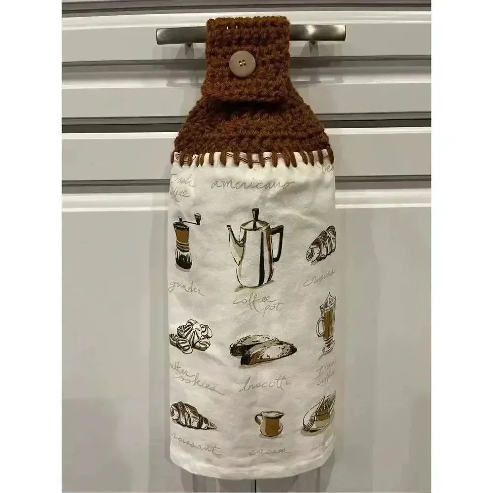 Crochet Top Kitchen Towel- Coffee Themed
